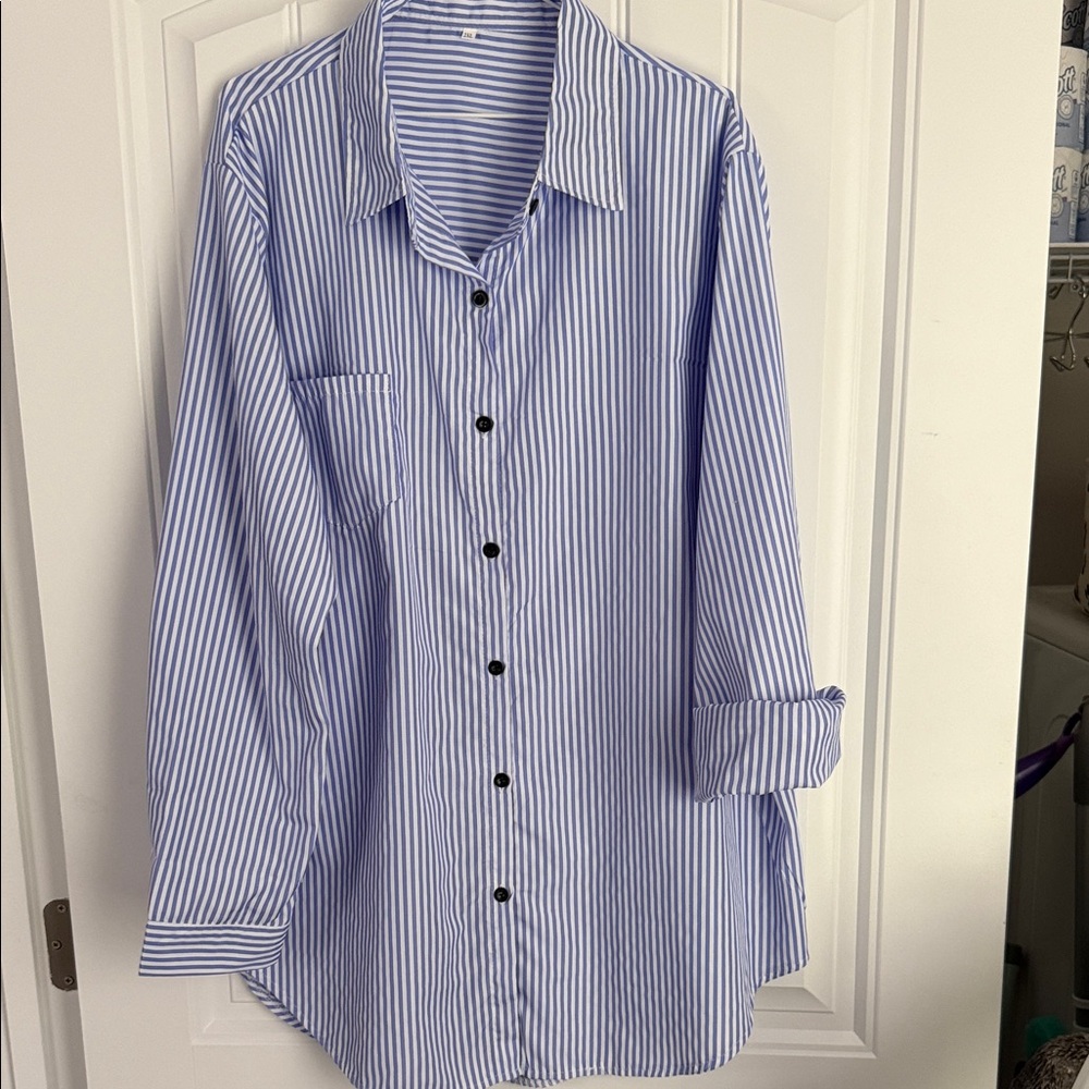 Blue and White Striped Top